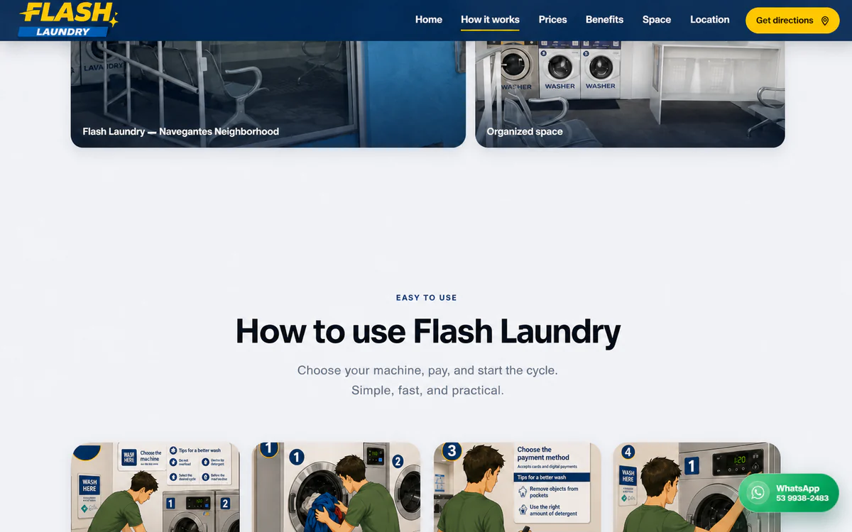 Flash Laundry customer instructions in English