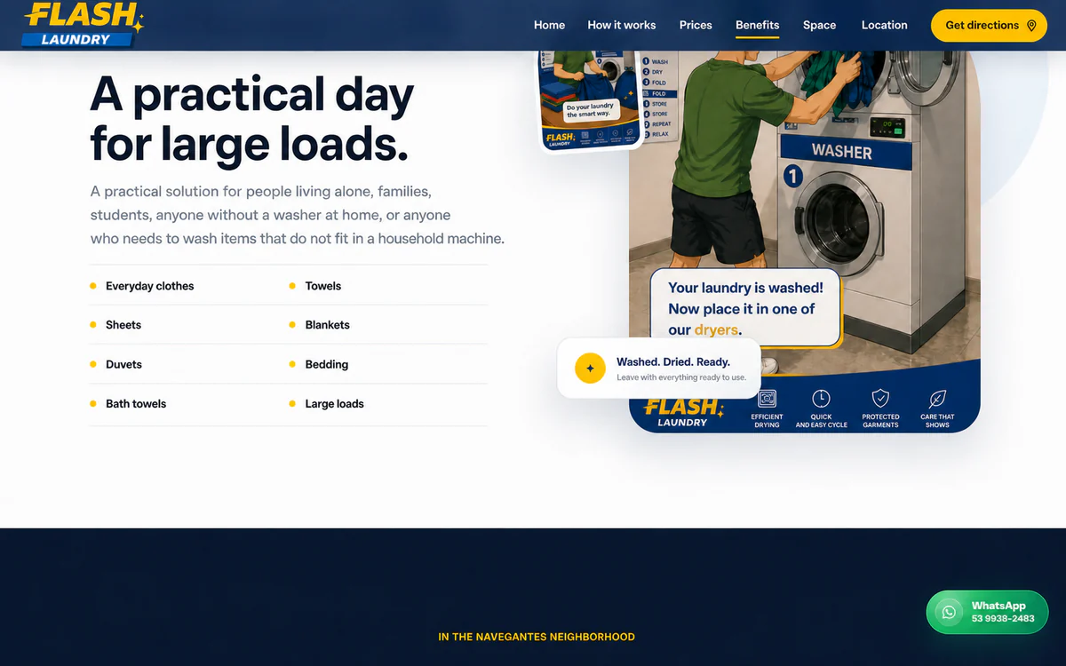 Flash Laundry service benefits in English